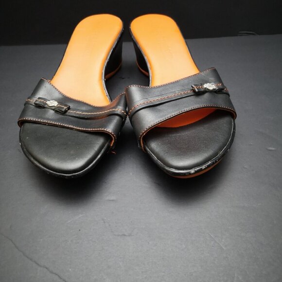 Harley Davidson Motor Cycles Ladies Size 6 Orange & Black Wedge Heel Sandals - Picture 7 of 14